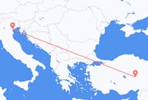 Vluchten van Venetië, Italië naar Kayseri, Turkije