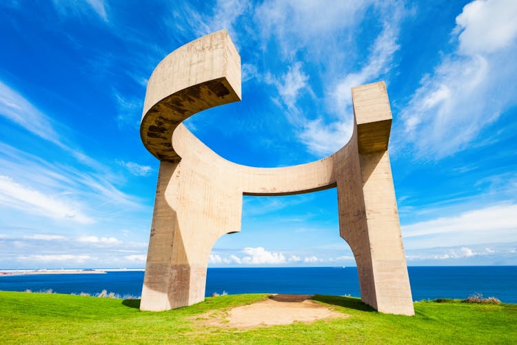Eulogy of the Horizon by Eduardo Chillida public monument in Gijon city Asturias Spain