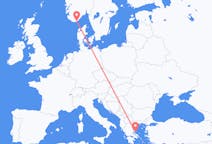 Flyreiser fra Skiathos, Hellas til Kristiansand, Norge