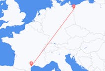 Flyg från Béziers, Frankrike till Szczecin, Polen
