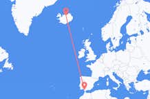 Vluchten van Jerez, Spanje naar Akureyri, IJsland