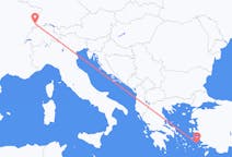 Flyg från Leros, Grekland till Mulhouse, Schweiz