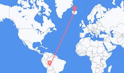 Fly fra byen Trinidad, Bolivia til byen Akureyri, Island