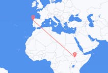 Flyreiser fra Gambela, Ethiop, Etiopia til Vigo, Spania