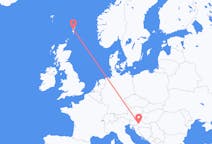 Flyg från Shetlandsöarna, Skottland till Zagreb, Kroatien