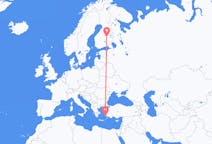 Flyreiser fra Kalymnos, Hellas til Kuopio, Finland