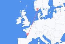 Flights from Bordeaux, France to Kristiansand, Norway