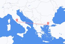 イタリアのローマからから、ギリシャのアレクサンドルポリまでのフライト