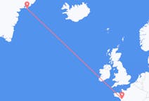 Flyg från Kulusuk, Grönland till Nantes, Frankrike