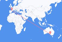 Flyg från Adelaide, Australien till Lourdes (kommun i Brasilien, São Paulo, lat -20,94, long -50,24), Frankrike