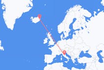アイスランドのエギルスタジルから、イタリアのペルージャまでのフライト