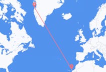 Vluchten van Aasiaat, Groenland naar Lanzarote, Spanje