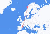 Flyg från Mosjøen till Barcelona