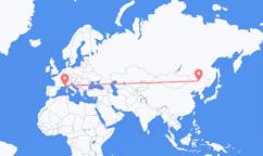 Flyrejser fra Daqing, Kina til Nice, Frankrig