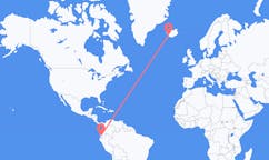 Fly fra byen Guayaquil, Ecuador til byen Reykjavik, Island