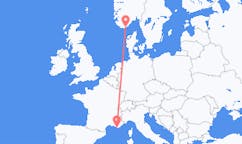 Flyg från Kristiansand, Norge till Toulon, Frankrike