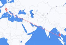 Flyreiser fra Phuket City, Thailand til Torino, Italia