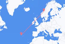 Fly fra Horta, Azores til Trondheim