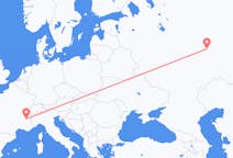 Flyreiser fra Kazan, Russland til Grenoble, Frankrike