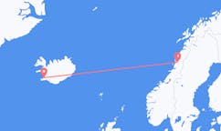 Vols de Mosjøen, Norvège à Reykjavík, Islande