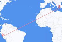 Flyg från Lima, Peru till Santorini, Grekland
