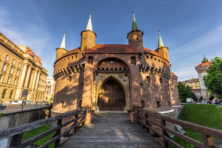 Photo of Krakow's Barbican city gate, Poland.