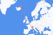 Flyg från Egilsstaðir, Island till Nice, Frankrike