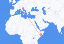 Vluchten van Mogadishu, Somalië naar Pescara, Italië