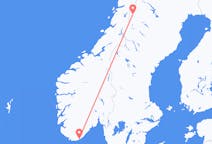 Vols depuis la ville de Kristiansand vers la ville de Hemavan