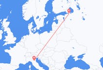 Vluchten van Sint-Petersburg, Rusland naar Bologna, Italië