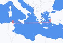 Lennot Tunisista, Tunisia Lerosille, Kreikka
