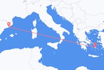スペインのバルセロナからから、ギリシャのナクソス島までのフライト
