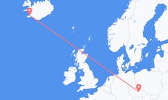 Flyg från staden Reykjavik, Island till staden Pardubice, Tjeckien