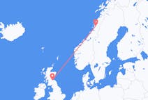 Vols depuis la ville de Mosjøen vers la ville de Édimbourg