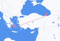 Vluchten van Trabzon, Turkije naar Milos, Griekenland