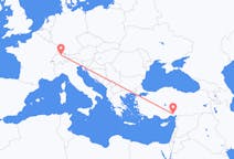 Flyreiser fra Adana, til Zürich