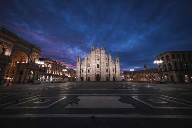 photo of an amazing shot of the Duomo di Milano's amazing architecture on a night sky background.