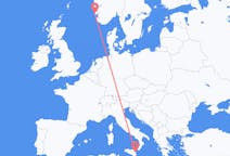 Flights from Haugesund, Norway to Catania, Italy