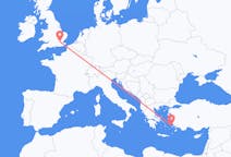 出发地 希腊出发地 萊羅斯島前往英格兰的伦敦的航班