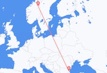 Flights from Røros, Norway to Burgas, Bulgaria
