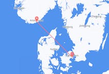 Vols de Kristiansand, Norvège pour Copenhague, Danemark
