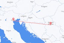 Vluchten van Belgrado, Servië naar Venetië, Italië
