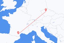 Flyg från Carcassonne, Frankrike till Prag, Tjeckien