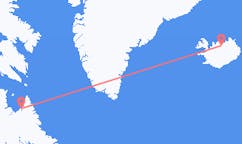 Flyg från Kangiqsualujjuaq, Kanada till Akureyri, Island