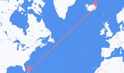 Flights from the city of North Eleuthera, the Bahamas to the city of Egilsstaðir, Iceland