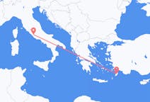 Flights from Rhodes in Greece to Rome in Italy