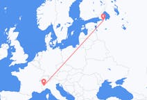 Vluchten van Sint-Petersburg, Rusland naar Turijn, Italië