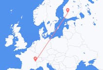 Flug frá Genf, Sviss til Tampere, Finnlandi