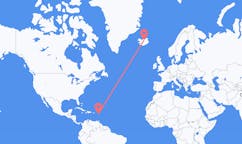 Flights from the city of Antigua, Antigua & Barbuda to the city of Akureyri, Iceland