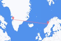 ノルウェーのから サンドネショエン、グリーンランドのへ イルリサットフライト
